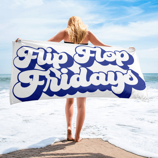 FLIP FLOP FRIDAYS | BUBBLE LETTERS NAVY - Towel 30" x 60"
