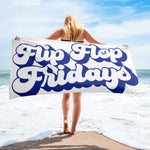 Load image into Gallery viewer, FLIP FLOP FRIDAYS | BUBBLE LETTERS NAVY - Towel 30&quot; x 60&quot;
