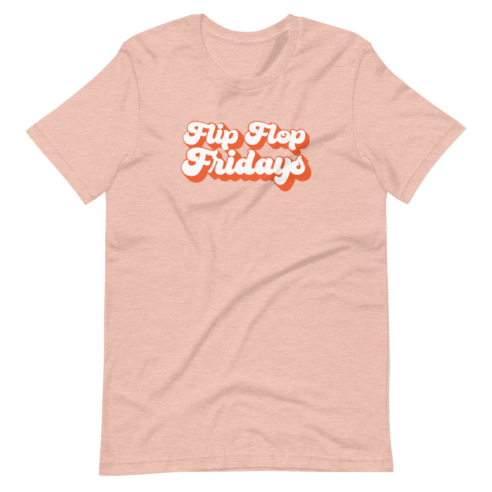 FLIP FLOP FRIDAYS | BUBBLE LETTERS ORANGE - Bella + Canvas Short-Sleeve Unisex T-Shirt