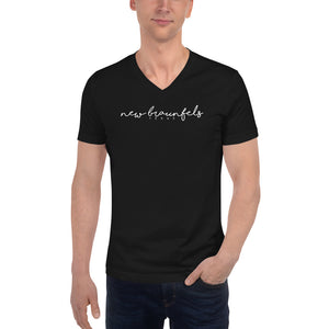 NB SCRIPT - Unisex Short Sleeve V-Neck T-Shirt
